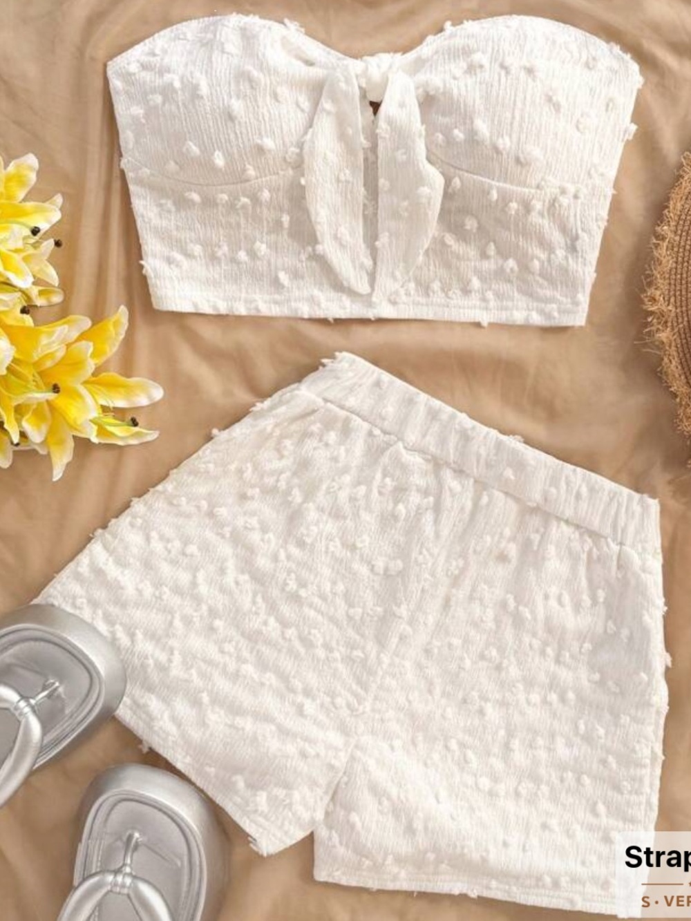 SHEIN White Textured High-Waist Shorts